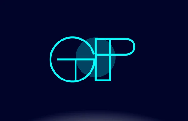 Gp g p 青線サークル アルファベット文字ロゴ アイコン テンプレート ベクトル — ストックベクタ