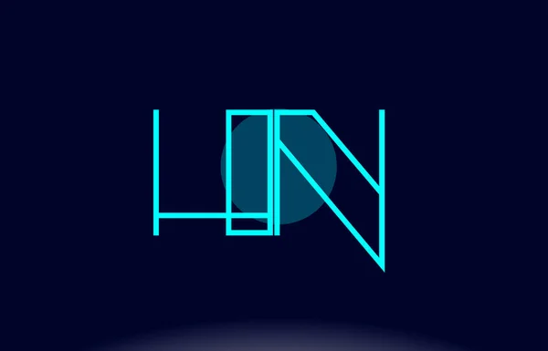 Hn h n blue line circle alphabet letter logo icon template vecto — Stock Vector