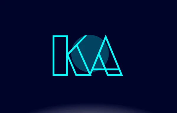 Ka k のブルーライン円アルファベット文字ロゴ アイコン テンプレート ベクトル — ストックベクタ