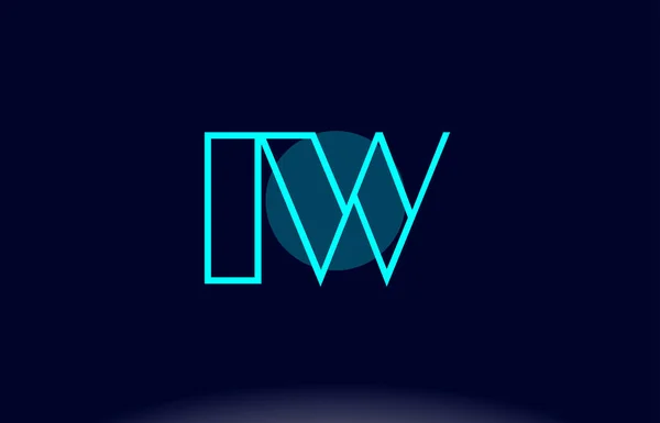 Iw i w línea azul círculo alfabeto letra logotipo icono plantilla vecto — Vector de stock