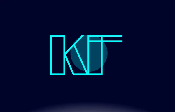 Kf k f azul línea círculo alfabeto letra logotipo icono plantilla vecto — Vector de stock
