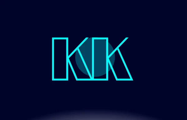Kk k k línea azul círculo alfabeto letra logotipo icono plantilla vecto — Vector de stock