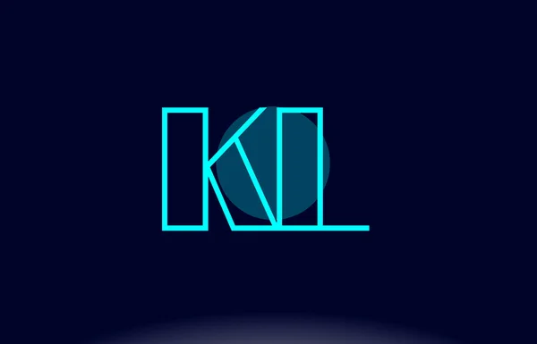 Kl k l línea azul círculo alfabeto letra logotipo icono plantilla vecto — Vector de stock