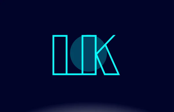 Lk l k blue line circle alphabet letter icon template vecto — стоковый вектор