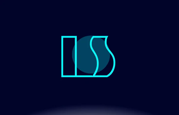 Ls l s linha azul círculo alfabeto letra logotipo ícone modelo vecto — Vetor de Stock
