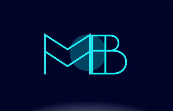 Mb m b línea azul círculo alfabeto letra logotipo icono plantilla vecto — Vector de stock