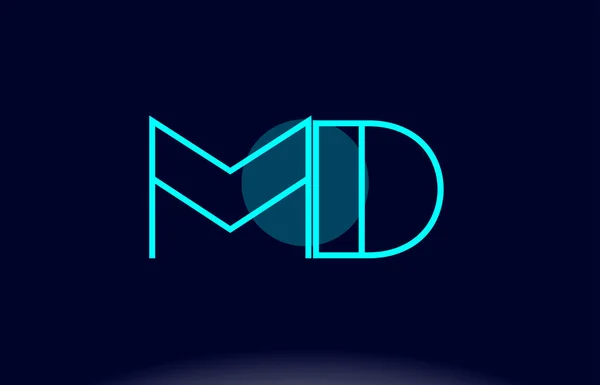 MD m d niebieska linia koło alfabet list logo ikona szablonu Mapa — Wektor stockowy