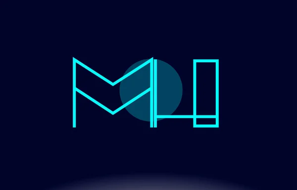 Mh m h línea azul círculo alfabeto letra logotipo icono plantilla vecto — Vector de stock