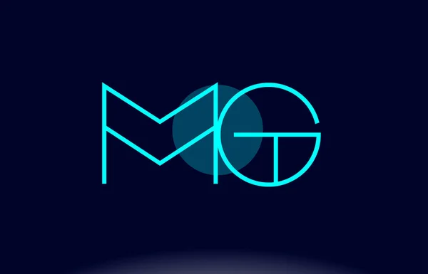 Mg m g blauwe lijn cirkel alfabet letter logo pictogram sjabloon vecto — Stockvector