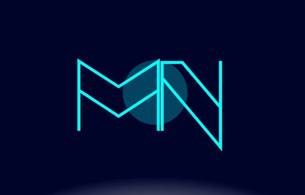 Mn m n linha azul círculo alfabeto letra logotipo ícone vecto —  Vetores de Stock