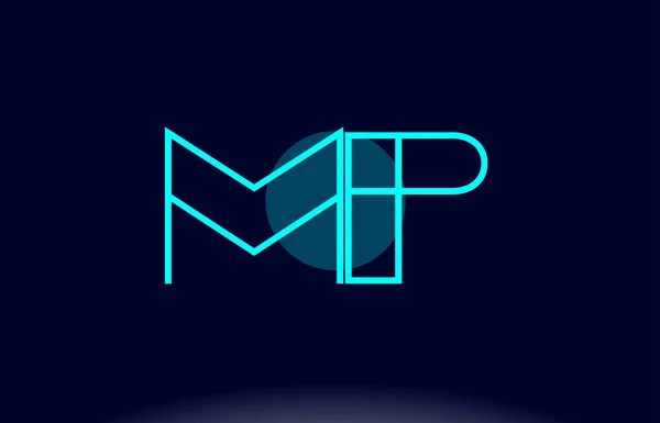 Mp m p cercle de ligne bleue lettre alphabet logo icône modèle vecto — Image vectorielle