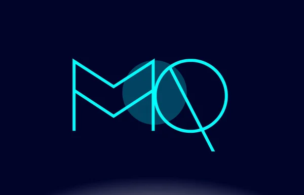 MQ m q mavi çizgi daire Alfabe harf logo simge şablon vecto — Stok Vektör
