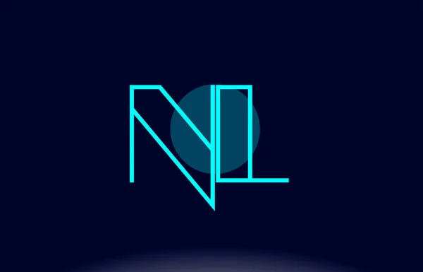 NL n l blå linje cirkel alfabetet brev logo ikon mall vecto — Stock vektor