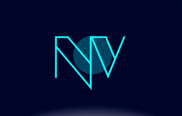 Nv n v blaue Linie Kreis Alphabet Buchstabe Logo Symbol Vorlage Vecto — Stockvektor