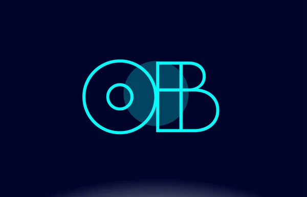 Ob o b niebieski linii circle alfabet list logo ikona szablonu Mapa — Wektor stockowy