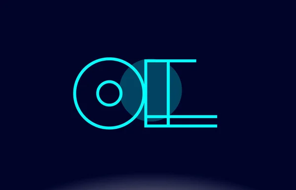 Oe o e blu linea cerchio alfabeto lettera logo icona modello vecto — Vettoriale Stock