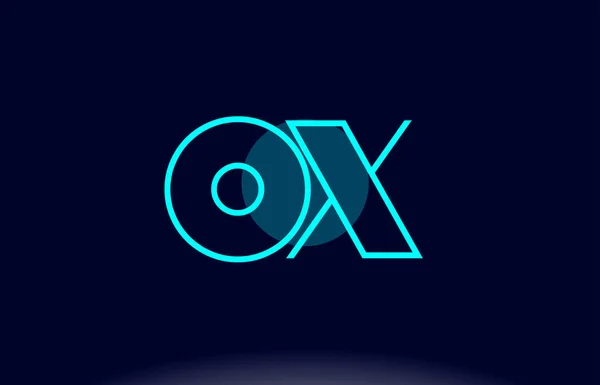 Ox o x linha azul círculo alfabeto letra logotipo ícone modelo vecto — Vetor de Stock