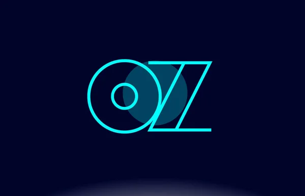 Oz o z синя лінія кола алфавіт літери логотип шаблон вектор — стоковий вектор