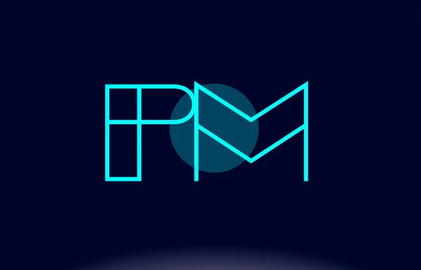 PM p l mavi çizgi daire Alfabe harf logo simge şablon vecto — Stok Vektör