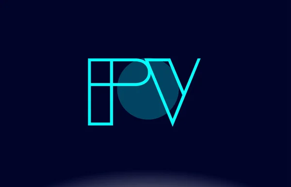 Pv p v blue line circle alphabet letter logo icon template vecto — Stock Vector