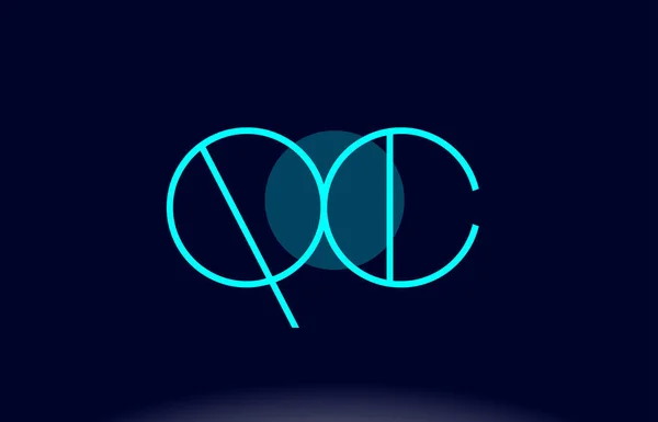 Qc q c blue line circle alphabet letter icon template vecto — стоковый вектор