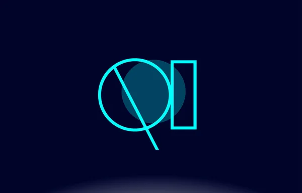 Qi q i blu linea cerchio alfabeto lettera logo icona modello vecto — Vettoriale Stock