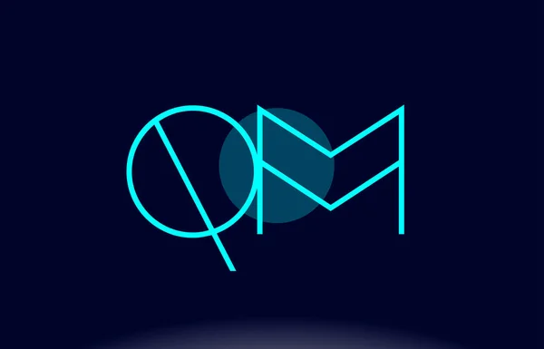 QM q m kék vonal kör ábécé levél logó ikon sablon vecto — Stock Vector