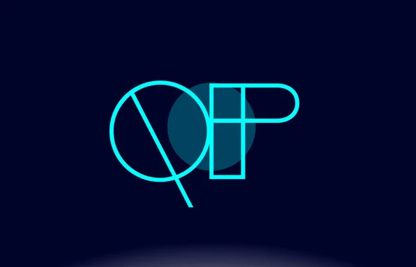Qp q p linha azul círculo alfabeto letra logotipo ícone vecto — Vetor de Stock