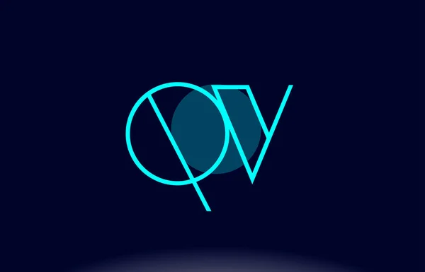Qv q v blue line circle alphabet letter logo icon template vecto — Stock Vector