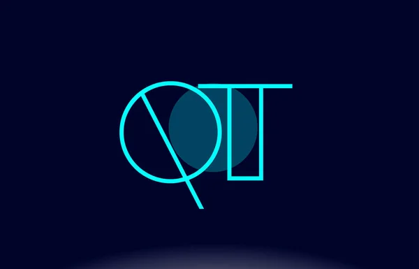 Qt q t linha azul círculo alfabeto letra logotipo ícone vecto — Vetor de Stock