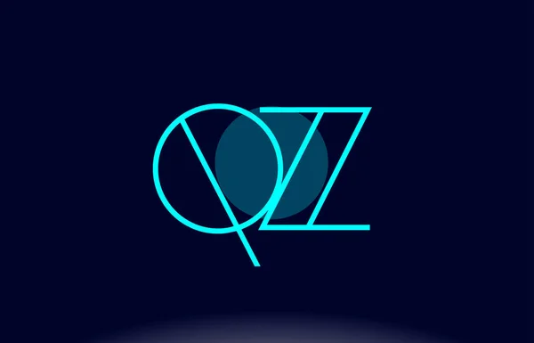 Qz q z 蓝线圆字母表字母标志图标模板 vecto — 图库矢量图片