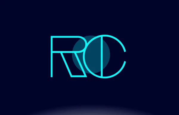 RC r c blå linjen cirkel alfabetet brev logo ikon mall vecto — Stock vektor