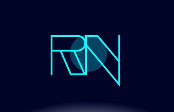 Rn r n linea blu cerchio alfabeto lettera logo icona modello vecto — Vettoriale Stock