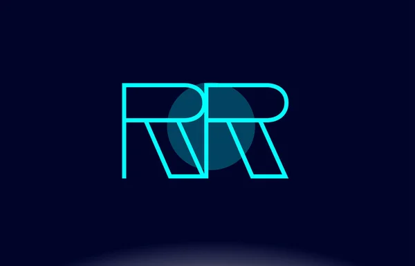 Rr r línea azul círculo alfabeto letra logotipo icono plantilla vector — Vector de stock