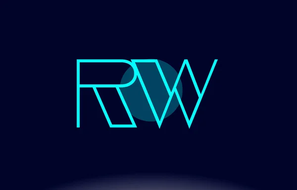 Rw r w linha azul círculo alfabeto letra logotipo ícone vecto —  Vetores de Stock