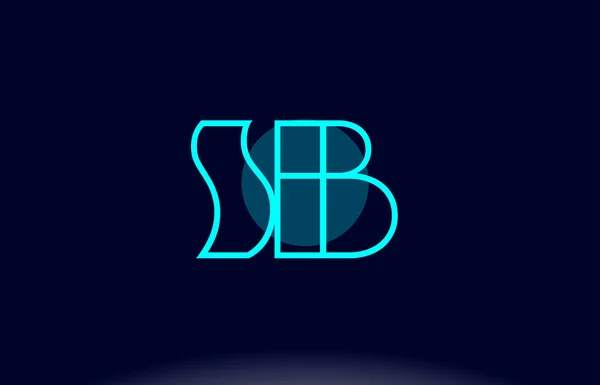 Sb s b linha azul círculo alfabeto letra logotipo ícone vecto — Vetor de Stock