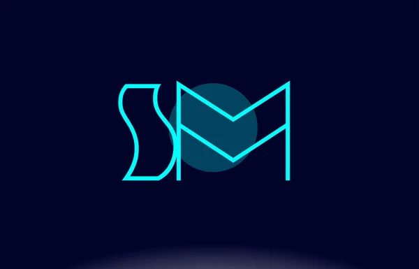 Sm s m línea azul círculo alfabeto letra logotipo icono plantilla vecto — Vector de stock