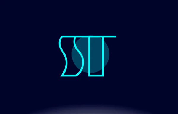 St s t linha azul círculo alfabeto letra logotipo ícone vecto — Vetor de Stock