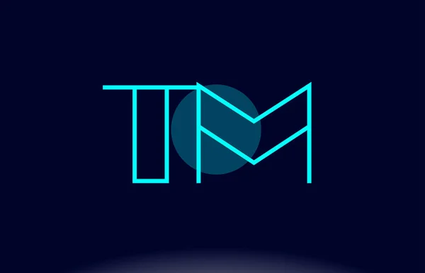 TM t m blauwe lijn cirkel alfabet letter logo pictogram sjabloon vecto — Stockvector