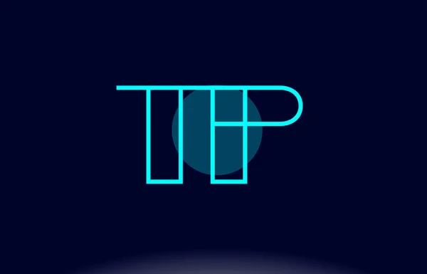 Tp t p linha azul círculo alfabeto letra logotipo ícone vecto — Vetor de Stock