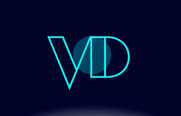 Vd v d linha azul círculo alfabeto letra logotipo ícone vecto — Vetor de Stock