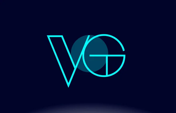 Vg v g linha azul círculo alfabeto letra logotipo ícone vecto — Vetor de Stock