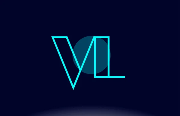 VL v l blå linje cirkel alfabetet brev logo ikon mall vecto — Stock vektor