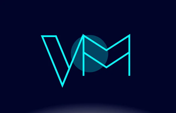 VM v m mavi çizgi daire Alfabe harf logo simge şablon vecto — Stok Vektör