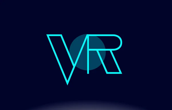 Vr v r ブルー ライン サークル アルファベット文字ロゴ アイコン テンプレート ベクトル — ストックベクタ