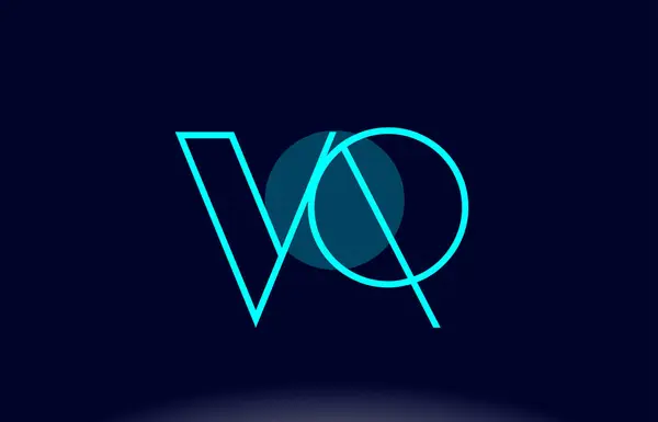 Vq v q blue line circle alphabet letter icon template vecto — стоковый вектор