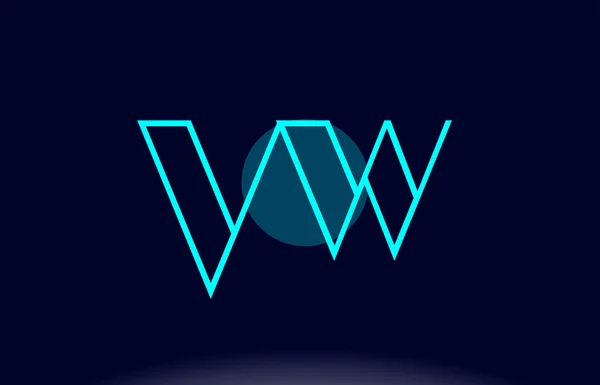 Vw v w línea azul círculo alfabeto letra logotipo icono plantilla vecto — Vector de stock