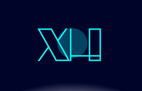 Xh x h blue line circle alphabet letter logo icon template vecto — Stock Vector