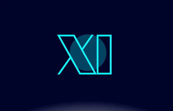 Xi x i blue line circle alphabet letter logo icon template vecto — Stock Vector