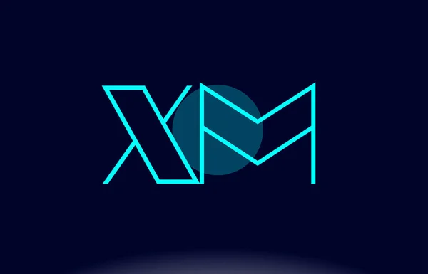 Xm x m línea azul círculo alfabeto letra logotipo icono plantilla vecto — Vector de stock